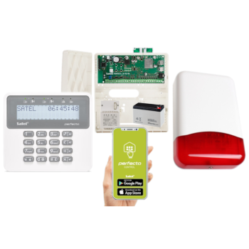 ZESTAW ALARMOWY SATEL PERFECTA 64 M PRF-LCD + OPU-4P + SYRENA TI700